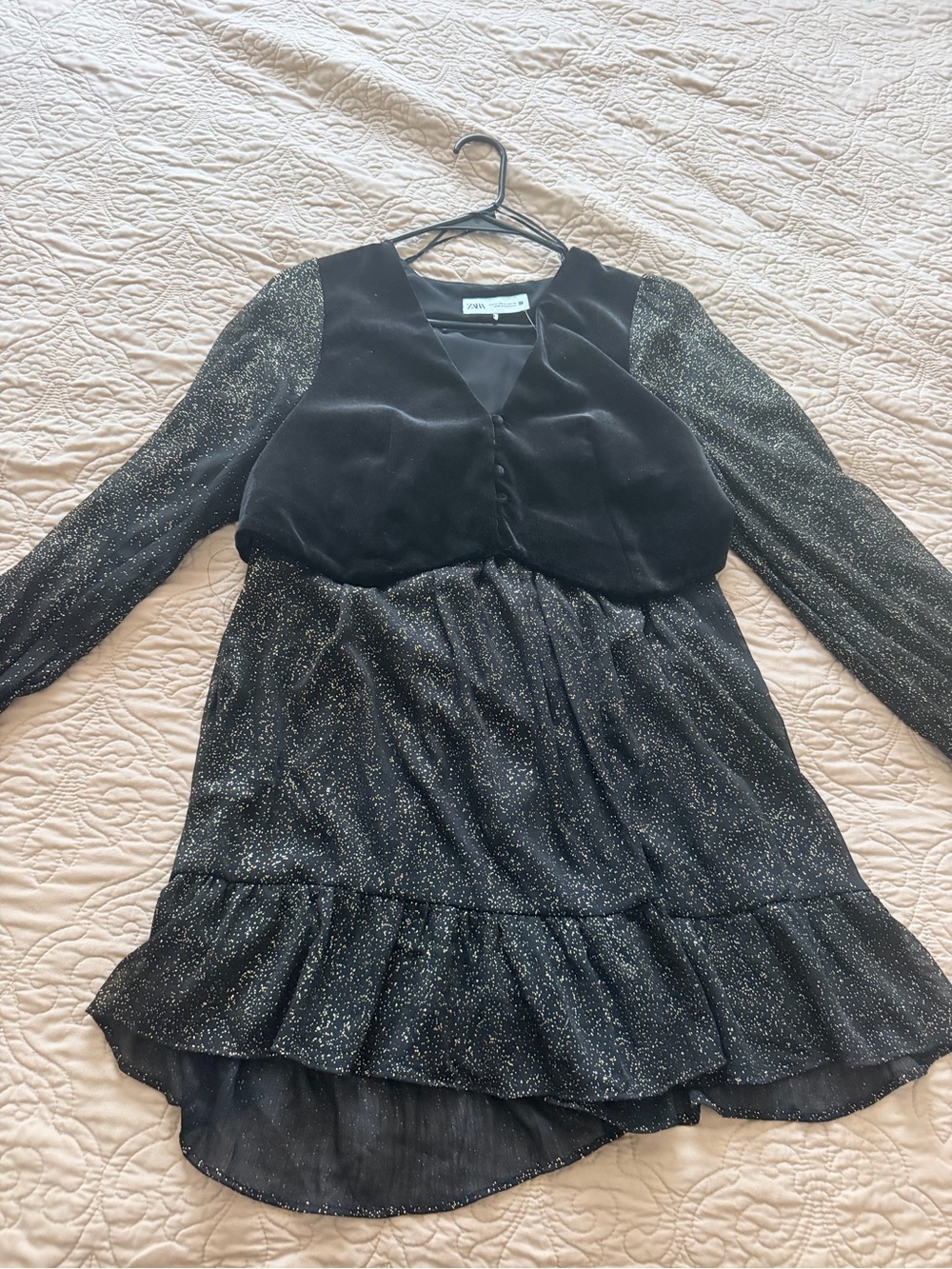 Zara Black Velvet Dress with Satin Lining